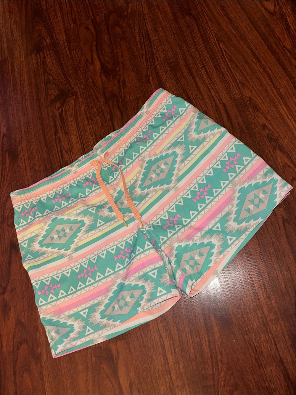chubbies Mint Aztec Print Athletic Shorts with Pink Accents
